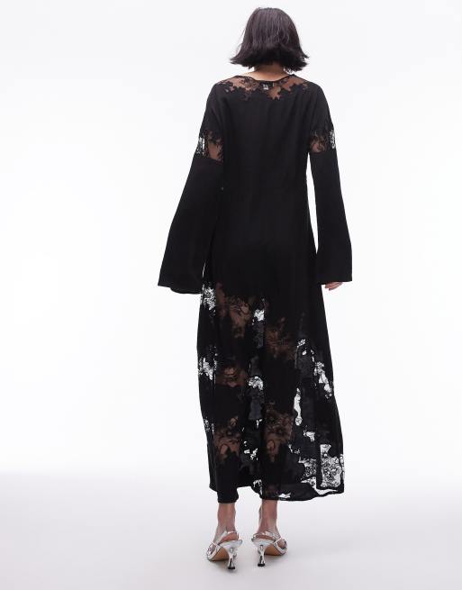 TOPSHOP outlet Front Split Lace Panel Maxi Dress