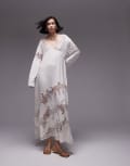 [Topshop] Topshop premium lace insert v neck maxi dress in ivory-White 12 ivory