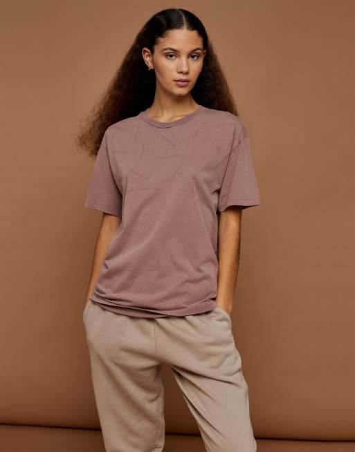 Topshop - Premium Leisure - T-Shirt effetto invecchiato rosa