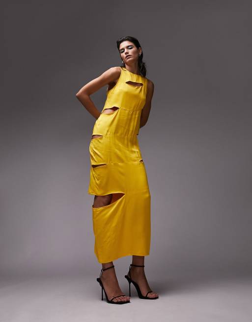 Topshop yellow silk on sale dress