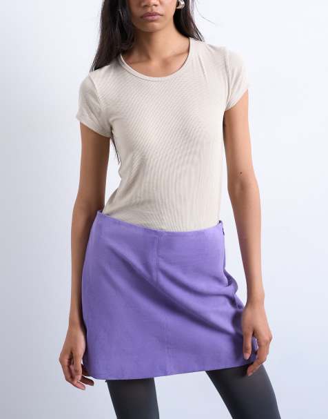 Topshop – Premium – Ljusbeige, ribbad t-shirt med korta ärmar - view 1