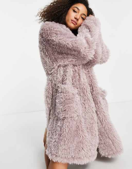 Topshop – Premium – Ljuslila morgonrock med huva, 2 av 4