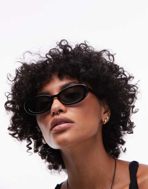 Topshop - Premium - Malta - Ronde acetaat zonnebril in zwart - view 1