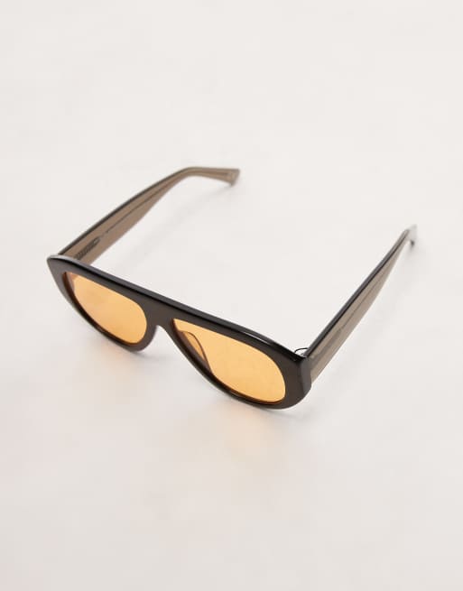 Topshop Premium Mauritus angular acetate sunglasses in black, 2 of 3