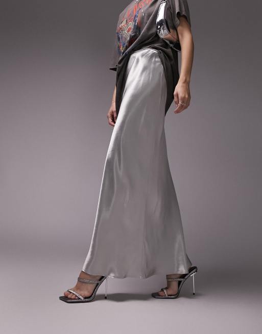 Long on sale silver skirt