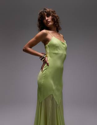 Topshop Premium Mixed Fabric Godet Hem Midi Dress