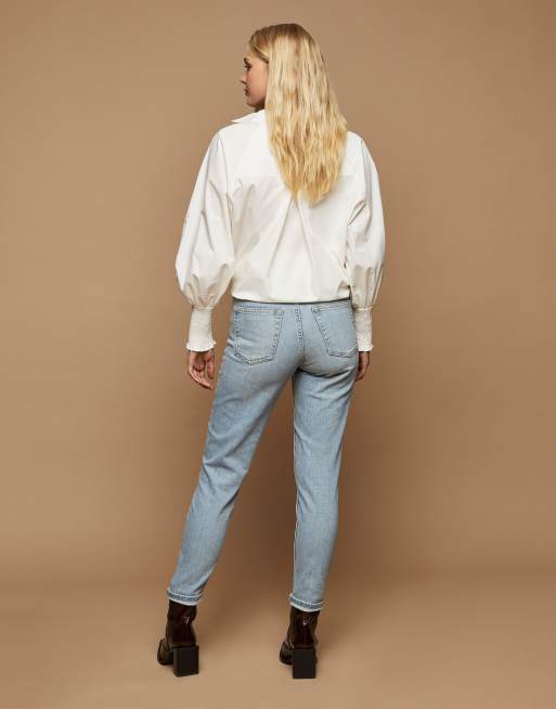 Topshop premium mom jeans in bleach