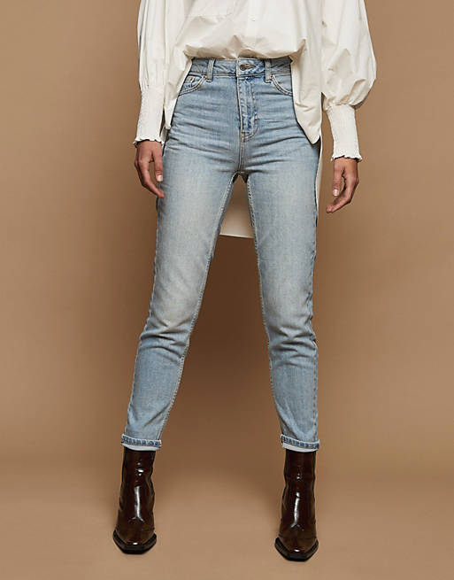 Topshop - Premium mom jeans in bleekwassing