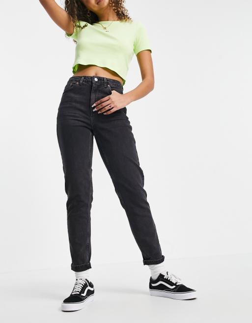 Topshop Premium mom jeans in wash black