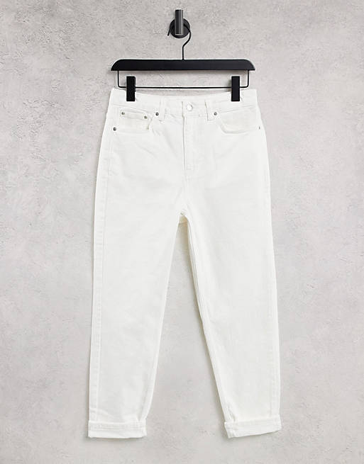 Women Topshop Premium Mom tapered jeans in white 