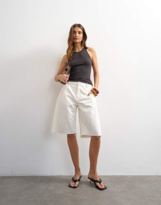 Topshop – Premium – Mörkgrått, ribbat linne med brottarringning, 4 av 4