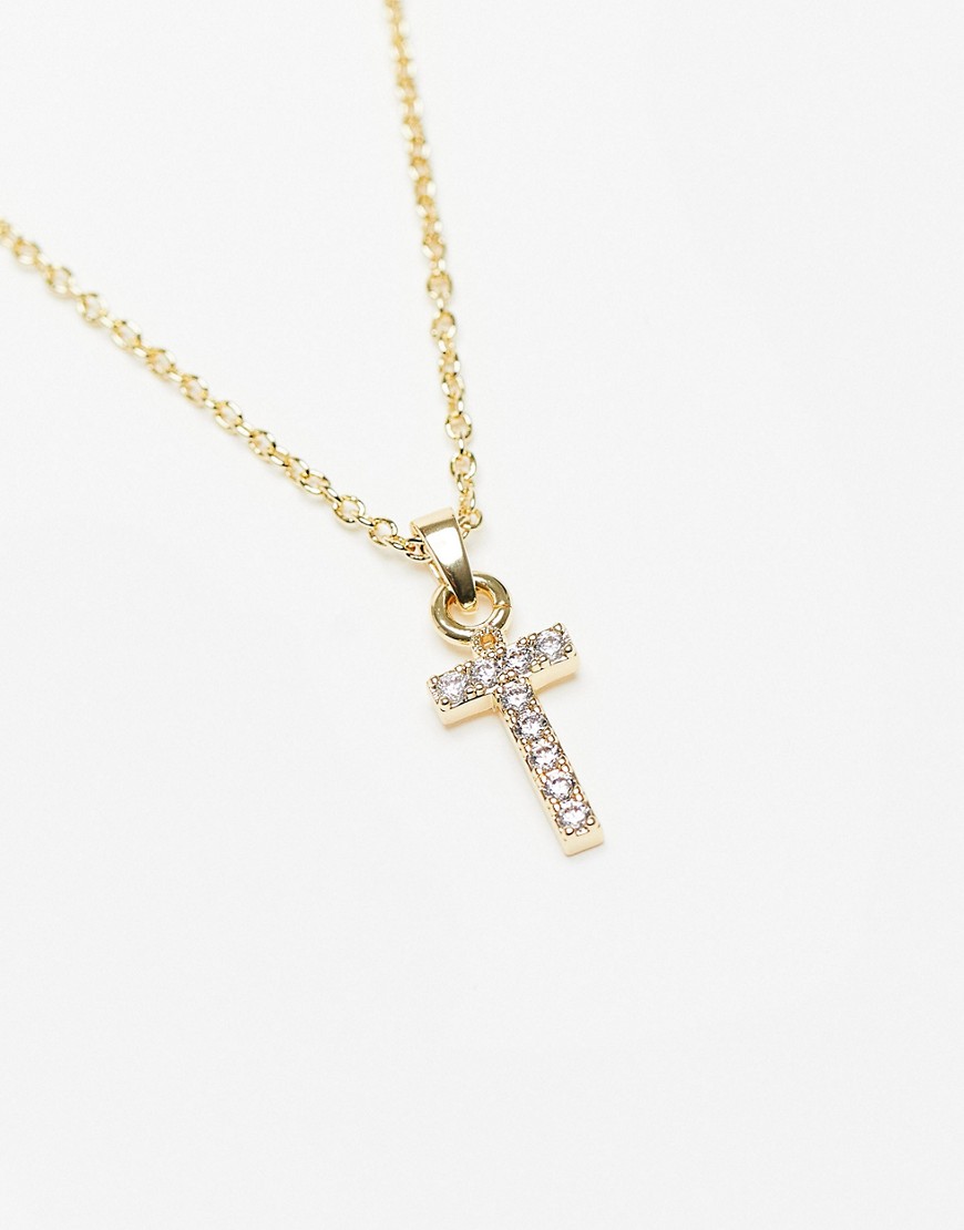Topshop premium neck chain and diamante T initial charm-Gold