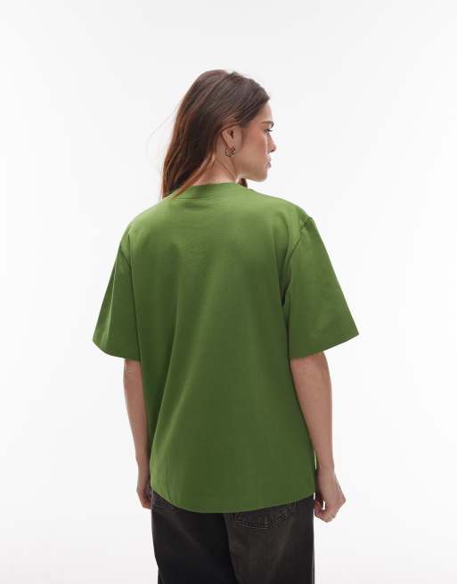 Topshop - Premium - Olivengrøn og kortærmet basis-t-shirt, 3 af 4