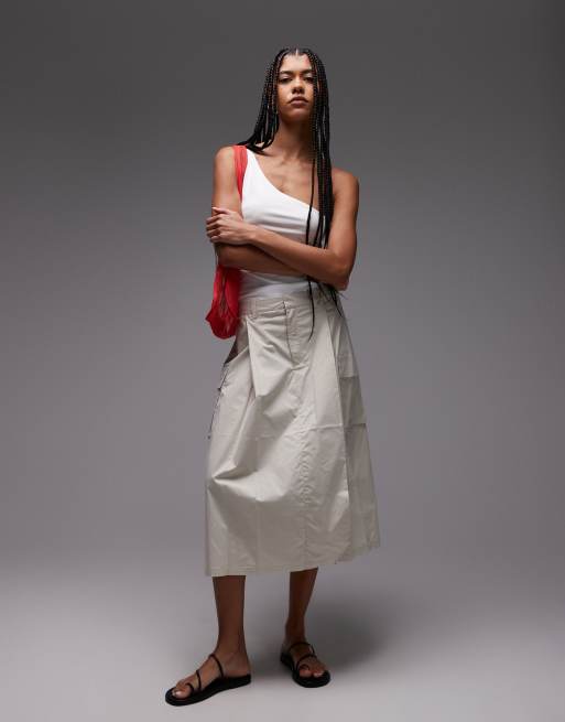 Topshop premium one shoulder top in white, 4 of 4
