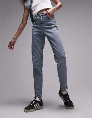 Topshop Premium Mom Jean In Bleach-blues