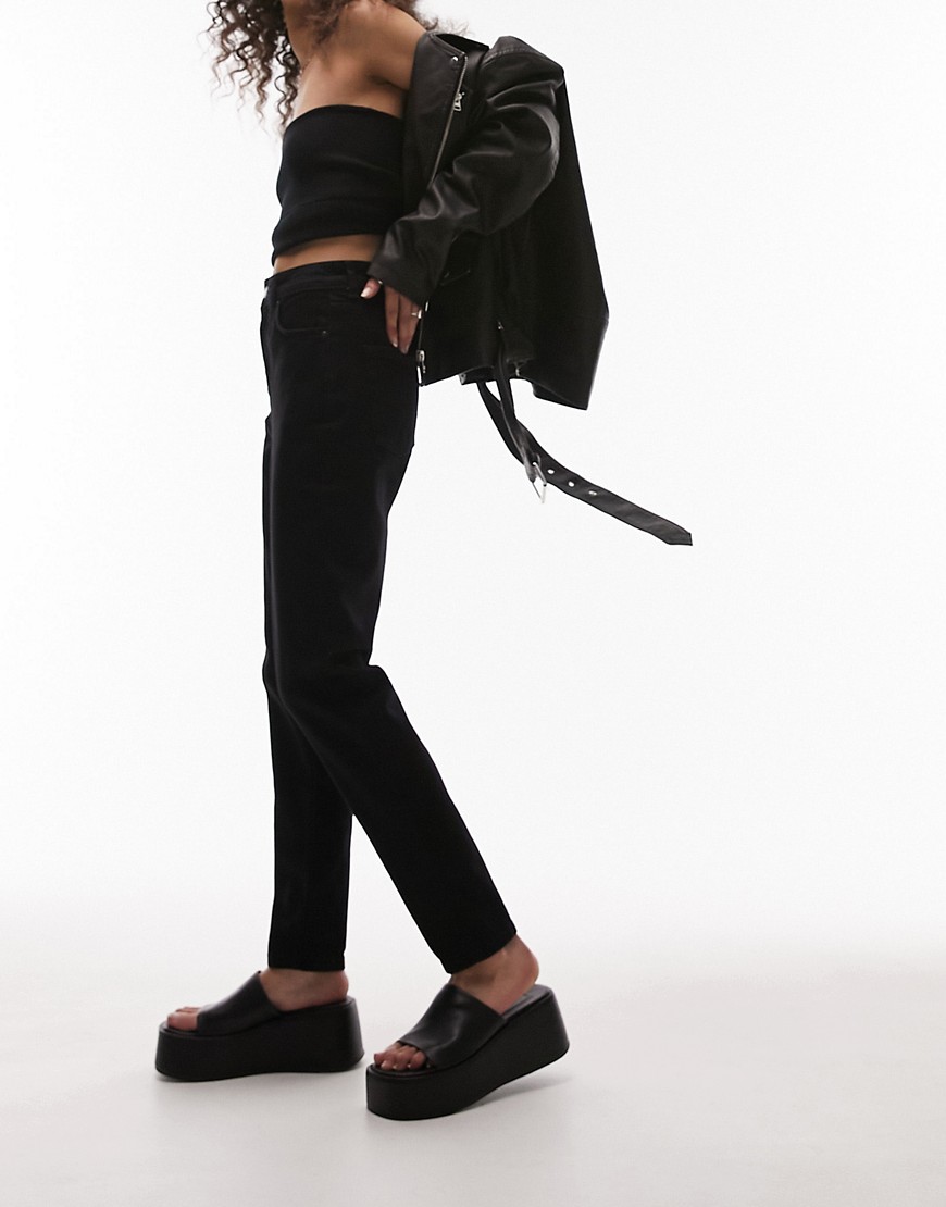 Topshop premium Original Mom jeans jean in black - BLACK
