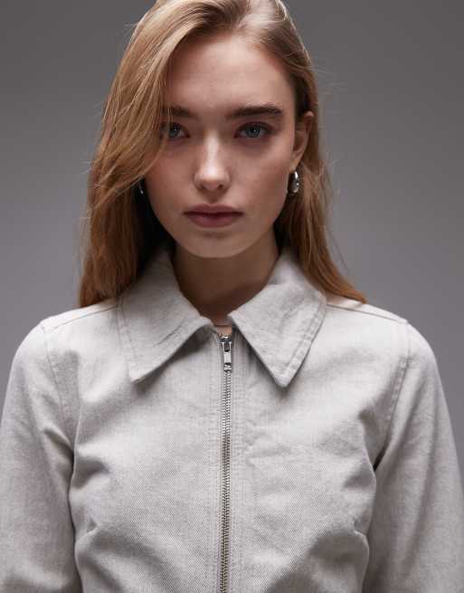 Topshop - Premium - Overhemdjurk van denim met rits in ecru, 2 van 4