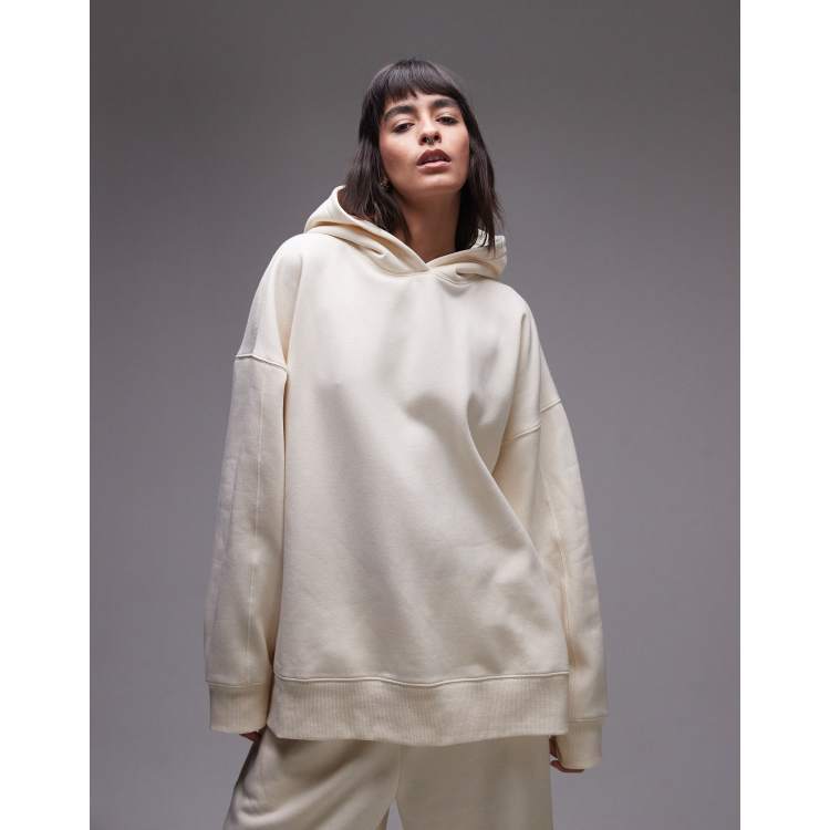 Topshop premium oversized hoodie in ecru | ASOS