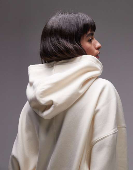Topshop premium oversized hoodie in ecru | ASOS