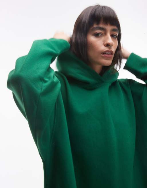 Topshop premium oversized hoodie in green