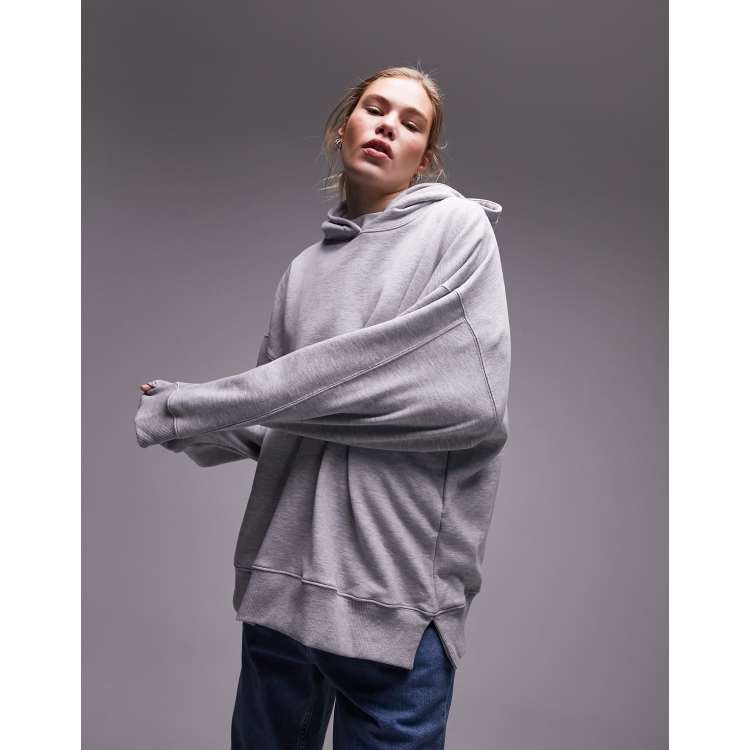 Topshop premium oversized hoodie in grey marl ASOS