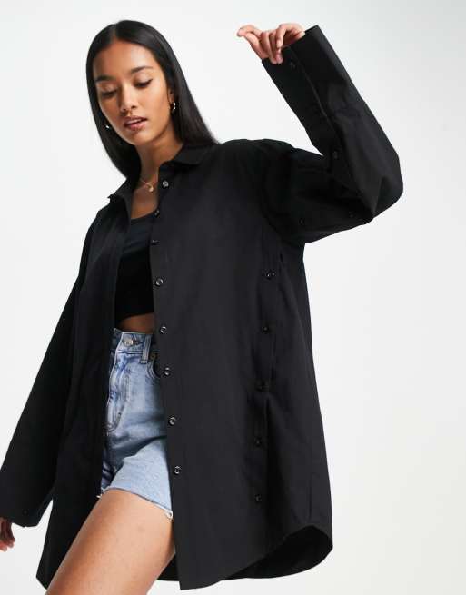 Topshop - Premium oversized overhemd met meerdere knopen in zwart  