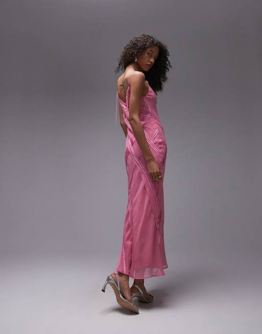 Pink midi slip dress best sale