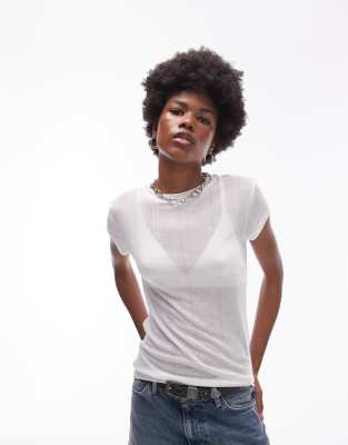 Shop Topshop premium rib sheer longline tee Online – Trendy & Affordable Fashion