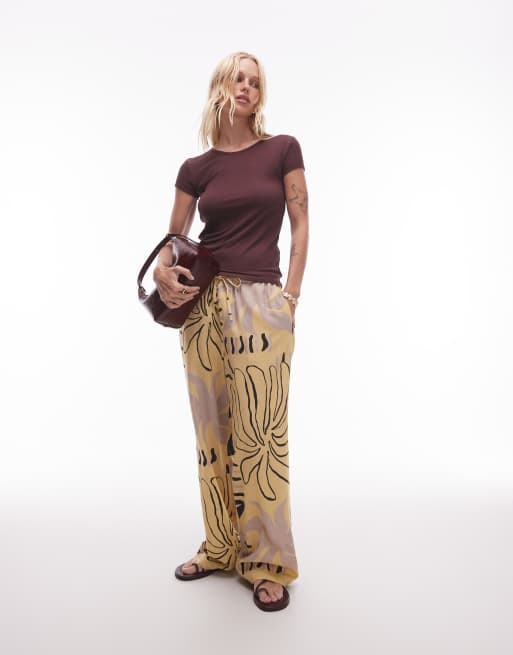 Topshop premium ribbed short sleeve tee in chocolate, 2 of 4