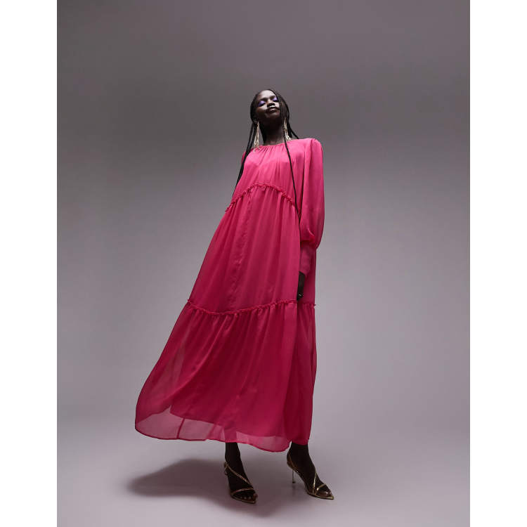 Robe à Volants Roses Topshop - Taille 6 - Dos Bas Devant Recadré - Neuf Avec étiquettes