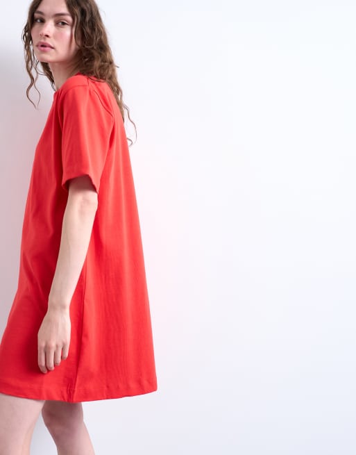 Topshop – Premium – Röd t-shirtklänning i oversize med korta ärmar, 2 av 4