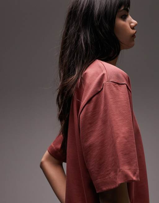 Topshop – Premium – Rostfärgad, enkel T-shirt med korta ärmar, 4 av 4