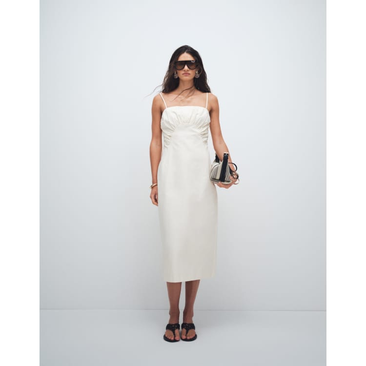 topshop cream dress Topshop premium ruched bust midi dress in cream