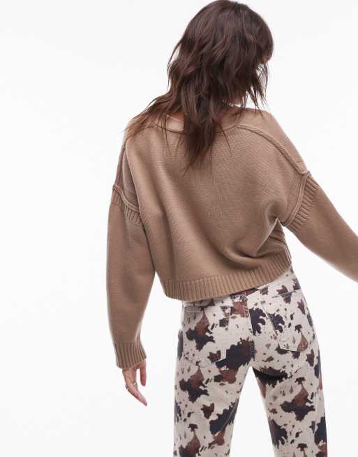 Topshop - Premium - Ruimvallend vest van wolmix in lichtbeige, 3 van 4