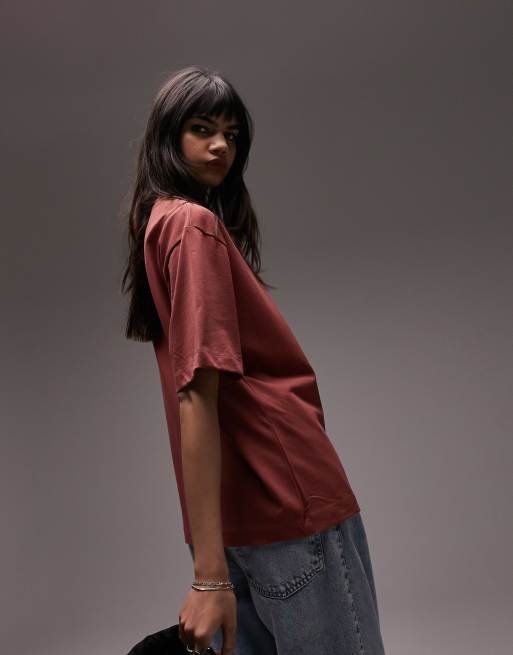 Topshop - Premium - Rustfarvet basis-T-shirt med korte ærmer, 2 af 4