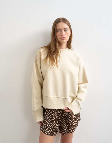 Topshop - Premium - Sandfarvet oversized sweatshirt i kraftigt materiale - view 1