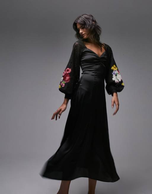 Topshop black prom dress store