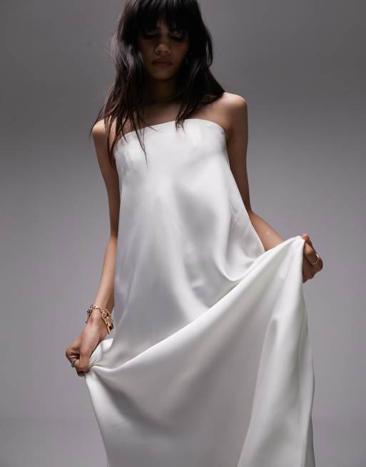 Topshop white satin dress sale