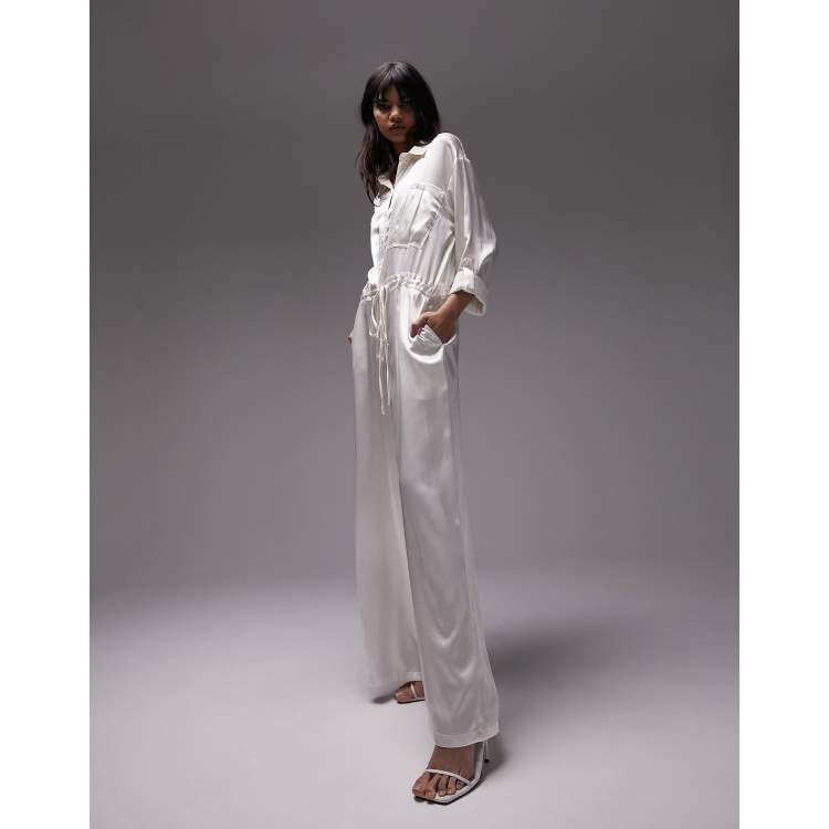 Topshop cream best sale denim boiler suit