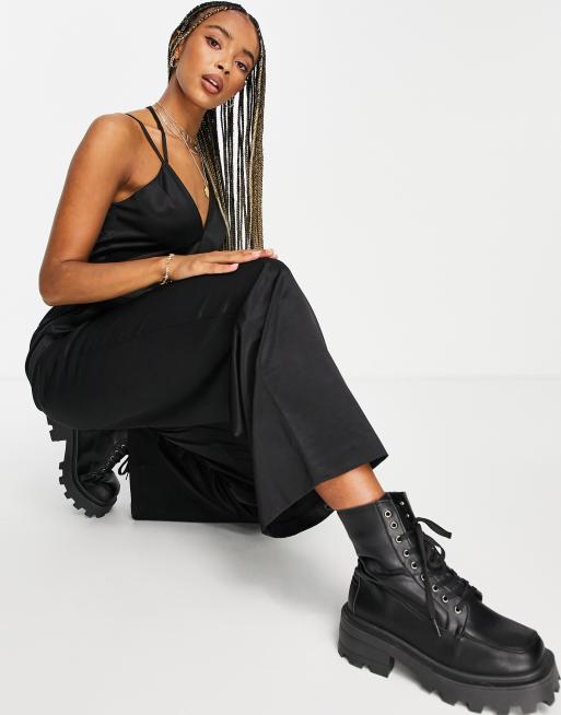 Black jumpsuit hot sale and boots