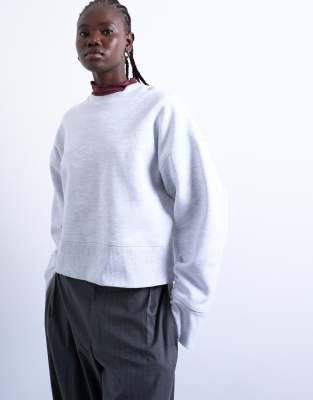 Topshop - Premium - Schweres Oversize-Sweatshirt in Aschgrau