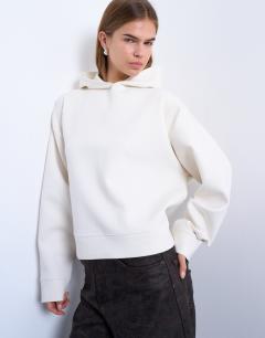 Premium scuba-style fabric oversized jean grazer hoodie in ecru