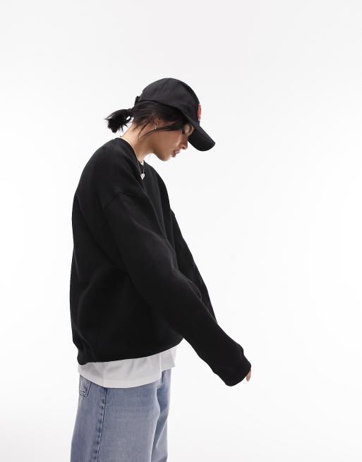 Topshop premium seam detail sweat in black - BLACK