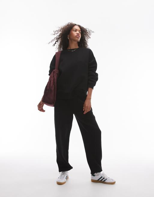 Topshop premium co ord seam detail sweatshirt in black
