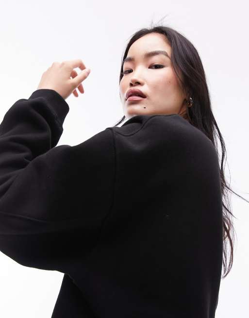 Topshop premium seam detail sweat in black