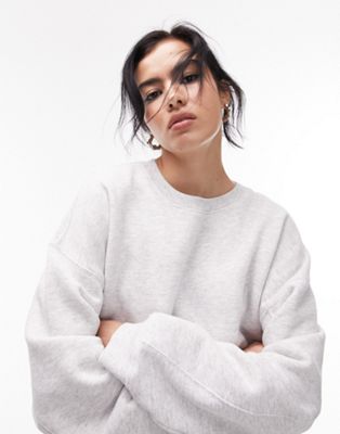 Shop Topshop Premium Seam Detail Sweatshirt In Heather Gray