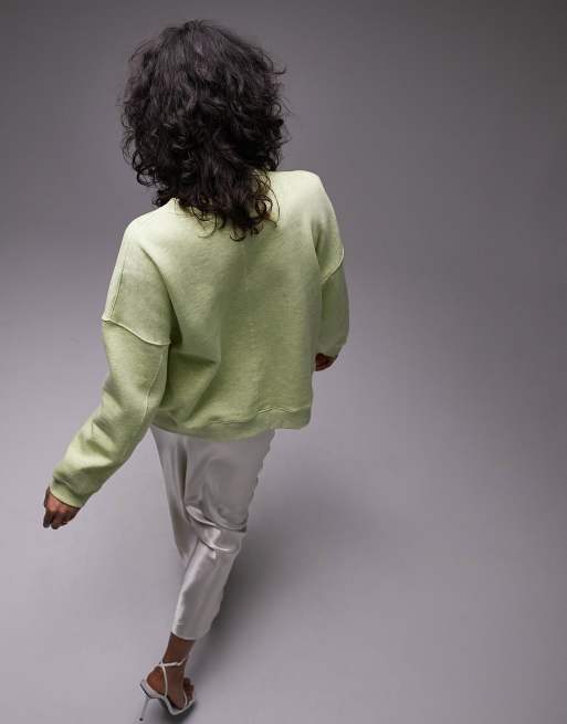 トップショップ Topshop Curve premium seam detail sweat in lime