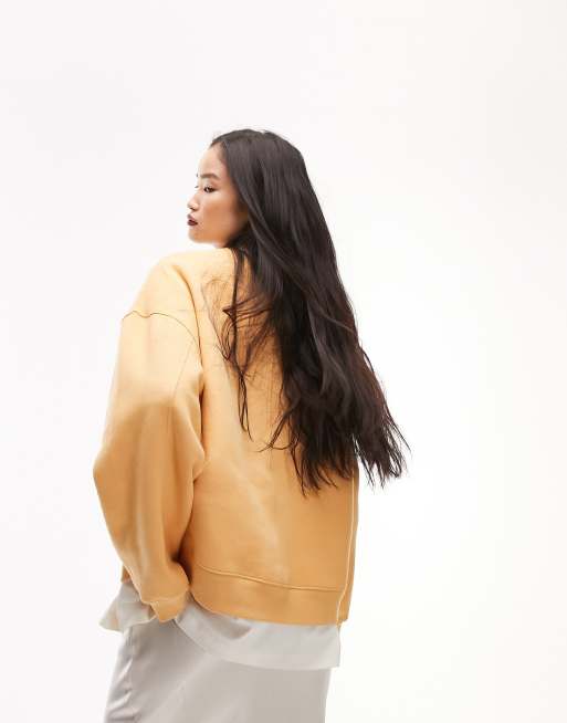 Topshop premium seam detail sweat in orange