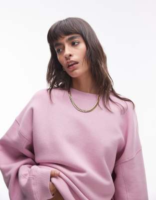 Topshop Premium Seam Detail Sweat In Pink