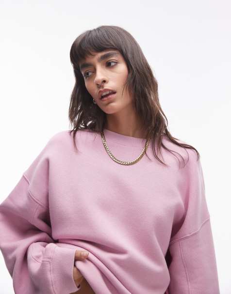 Topshop premium seam detail sweat in pink - view 1